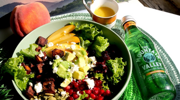 Enjoy Seasonal Flavors with a Roasted Sweet Potato & Peach Autumn Salad feat. Mountain Valley